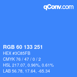 颜色代码: RGB 60 133 251 | qconv.com