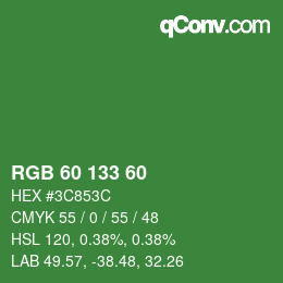 カラーコード: RGB 60 133 60 | qconv.com