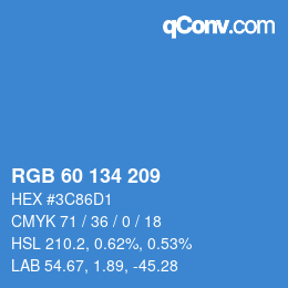 カラーコード: RGB 60 134 209 | qconv.com