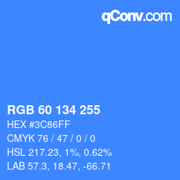 Color code: RGB 60 134 255 | qconv.com