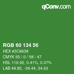 Code couleur: RGB 60 134 56 | qconv.com