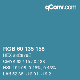 カラーコード: RGB 60 135 158 | qconv.com