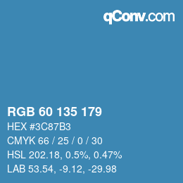 Color code: RGB 60 135 179 | qconv.com