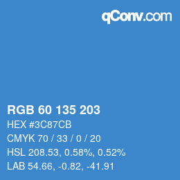 カラーコード: RGB 60 135 203 | qconv.com