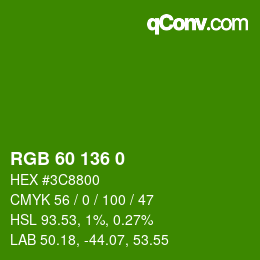 Color code: RGB 60 136 0 | qconv.com