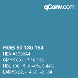 Color code: RGB 60 136 164 | qconv.com
