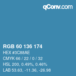 カラーコード: RGB 60 136 174 | qconv.com