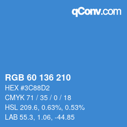 Color code: RGB 60 136 210 | qconv.com