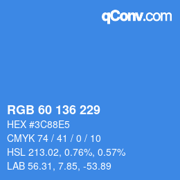 Color code: RGB 60 136 229 | qconv.com