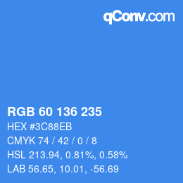 Color code: RGB 60 136 235 | qconv.com