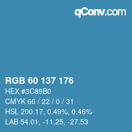 Color code: RGB 60 137 176 | qconv.com