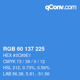 Color code: RGB 60 137 225 | qconv.com