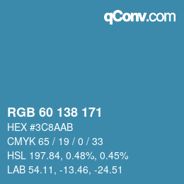 Color code: RGB 60 138 171 | qconv.com