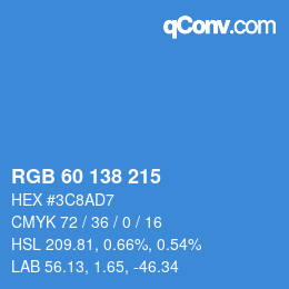 カラーコード: RGB 60 138 215 | qconv.com