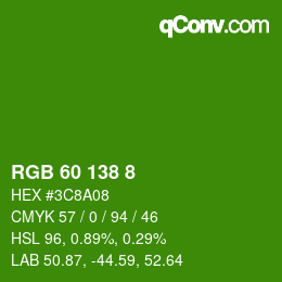 Color code: RGB 60 138 8 | qconv.com