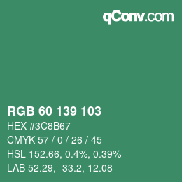 カラーコード: RGB 60 139 103 | qconv.com