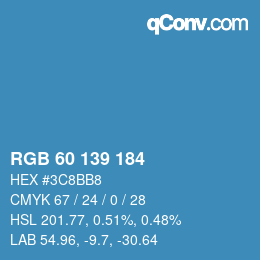 Color code: RGB 60 139 184 | qconv.com