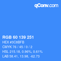 カラーコード: RGB 60 139 251 | qconv.com