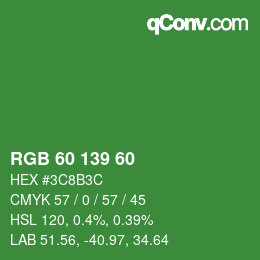 颜色代码: RGB 60 139 60 | qconv.com
