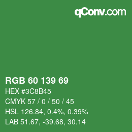 Code couleur: RGB 60 139 69 | qconv.com