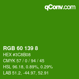 Color code: RGB 60 139 8 | qconv.com