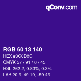 颜色代码: RGB 60 13 140 | qconv.com