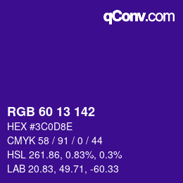 Color code: RGB 60 13 142 | qconv.com