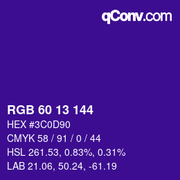 カラーコード: RGB 60 13 144 | qconv.com