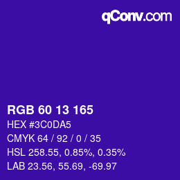 颜色代码: RGB 60 13 165 | qconv.com