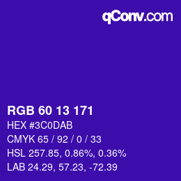 颜色代码: RGB 60 13 171 | qconv.com