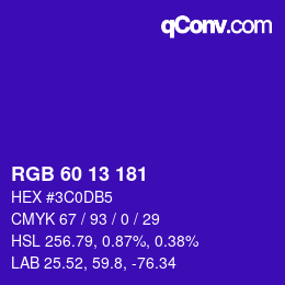 カラーコード: RGB 60 13 181 | qconv.com