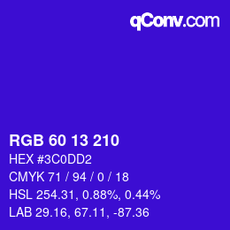 カラーコード: RGB 60 13 210 | qconv.com