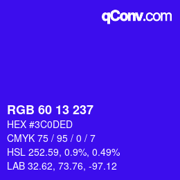 颜色代码: RGB 60 13 237 | qconv.com