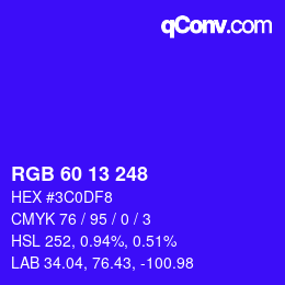 颜色代码: RGB 60 13 248 | qconv.com