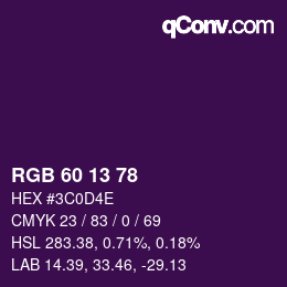 Color code: RGB 60 13 78 | qconv.com