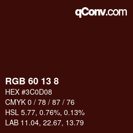 カラーコード: RGB 60 13 8 | qconv.com
