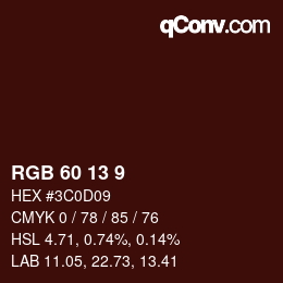 Color code: RGB 60 13 9 | qconv.com