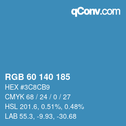 颜色代码: RGB 60 140 185 | qconv.com