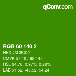 カラーコード: RGB 60 140 2 | qconv.com