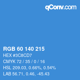 カラーコード: RGB 60 140 215 | qconv.com