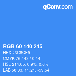 カラーコード: RGB 60 140 245 | qconv.com