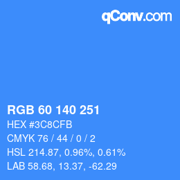 颜色代码: RGB 60 140 251 | qconv.com