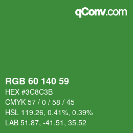颜色代码: RGB 60 140 59 | qconv.com