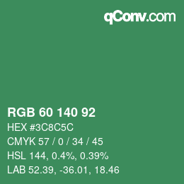 カラーコード: RGB 60 140 92 | qconv.com