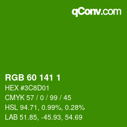 カラーコード: RGB 60 141 1 | qconv.com