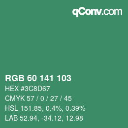 颜色代码: RGB 60 141 103 | qconv.com