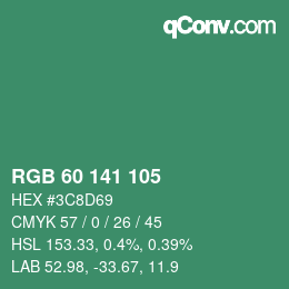 カラーコード: RGB 60 141 105 | qconv.com