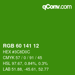 Color code: RGB 60 141 12 | qconv.com