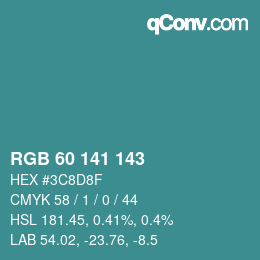 カラーコード: RGB 60 141 143 | qconv.com