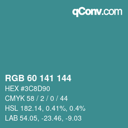 颜色代码: RGB 60 141 144 | qconv.com
